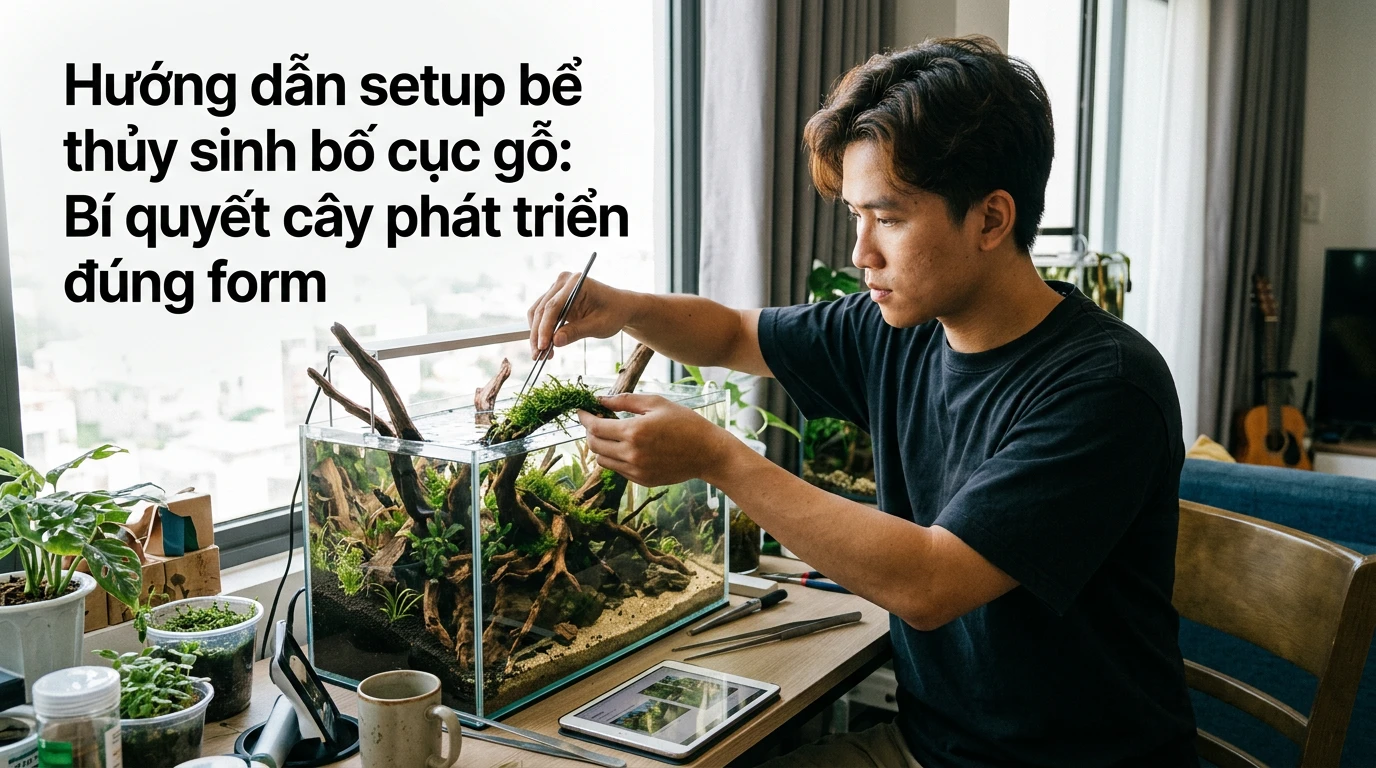Hướng dẫn setup bể thủy sinh bố cục gỗ: Bí quyết cây phát triển đúng form 1 Hướng dẫn setup bể thủy sinh bố cục gỗ: Bí quyết cây phát triển đúng form