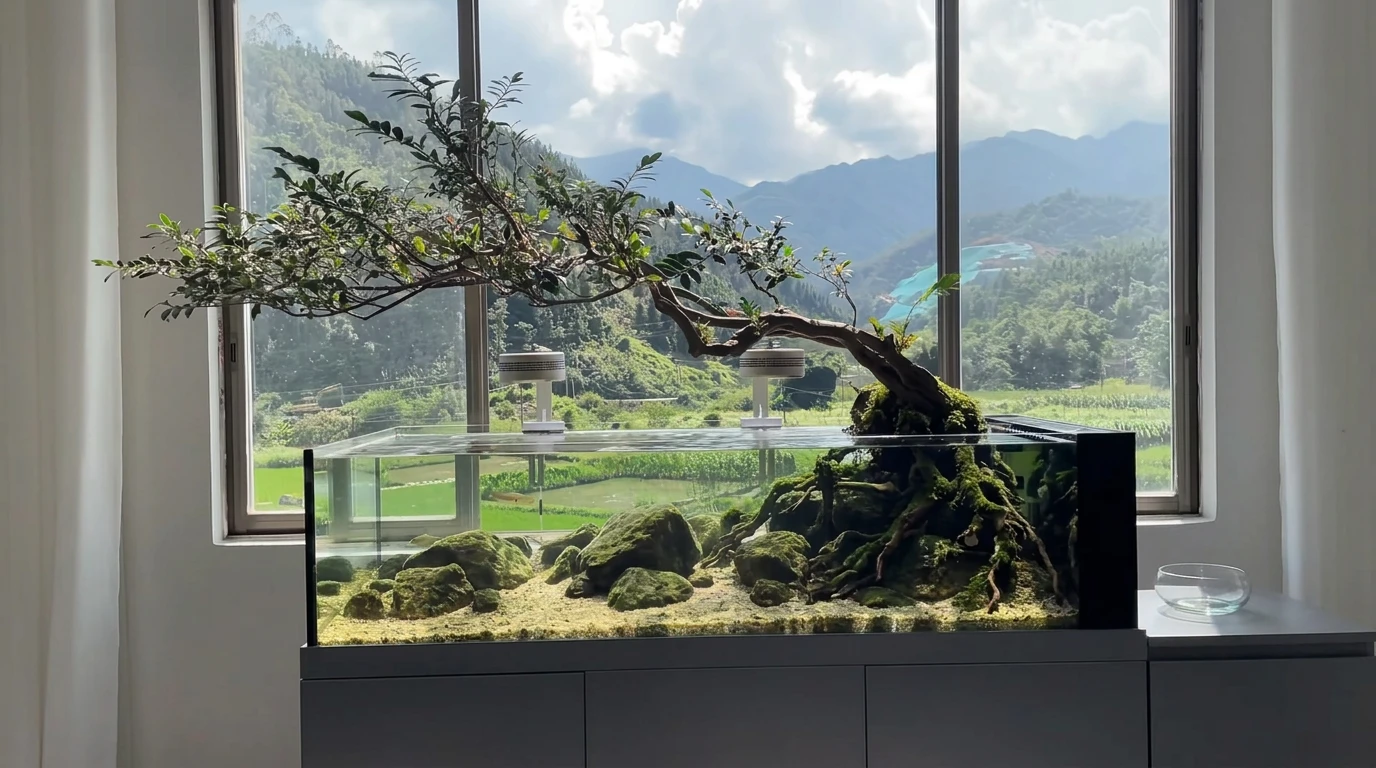 Hướng Dẫn Setup Hồ Suối Cạn (Khê Lưu Cương) Chi Tiết Từ A-Z 2 Hồ suối cạn (Khê Lưu Cương) setup chuyên nghiệp với đá cuội và cát vàng trong không gian tối giản tại Việt Nam