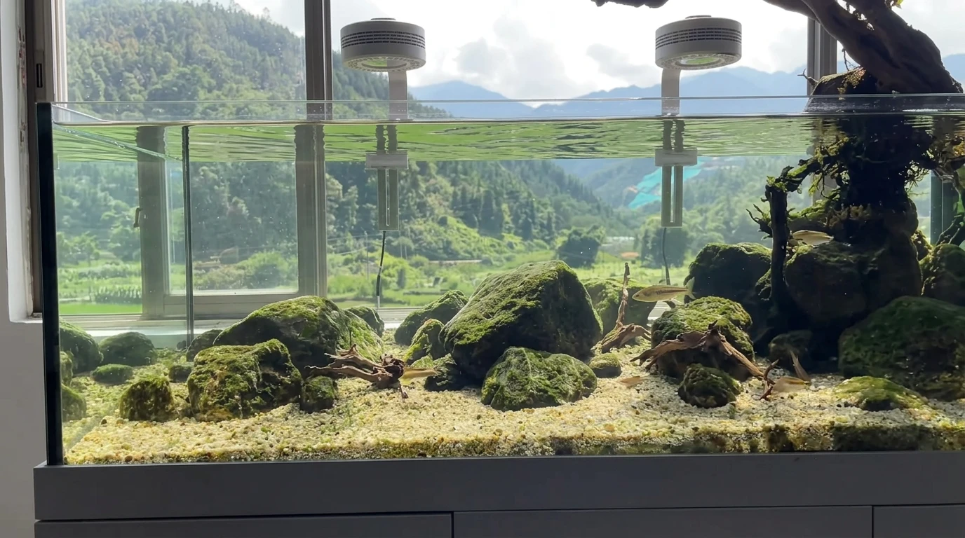 Hướng Dẫn Setup Hồ Suối Cạn (Khê Lưu Cương) Chi Tiết Từ A-Z 7 Các loại đá, cát và lũa chuyên dụng được sắp xếp tỉ mỉ trong hồ thủy sinh suối cạn tại Nota Shop VN